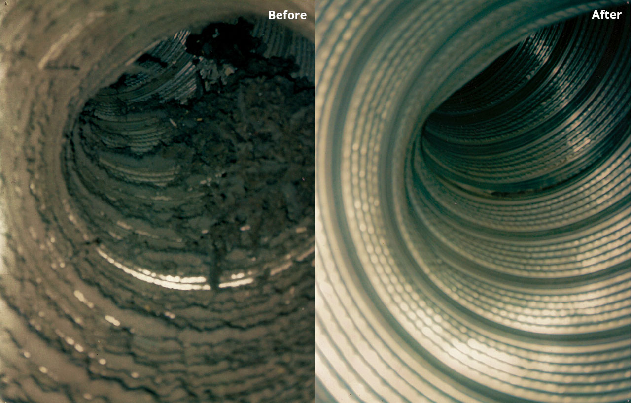 Before and after cleaning ducts